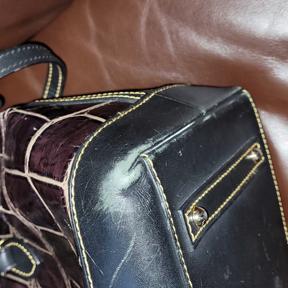 ❤2X HP❤️Dooney & Bourke Brown Croco Leather "Deana" Satchel w/Matching Wallet❤ - Picture 9 of 17